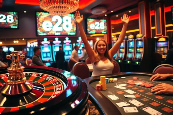 Celebrate your big win at e28’s thrilling casino featuring roulette, blackjack, and vibrant slot machines.